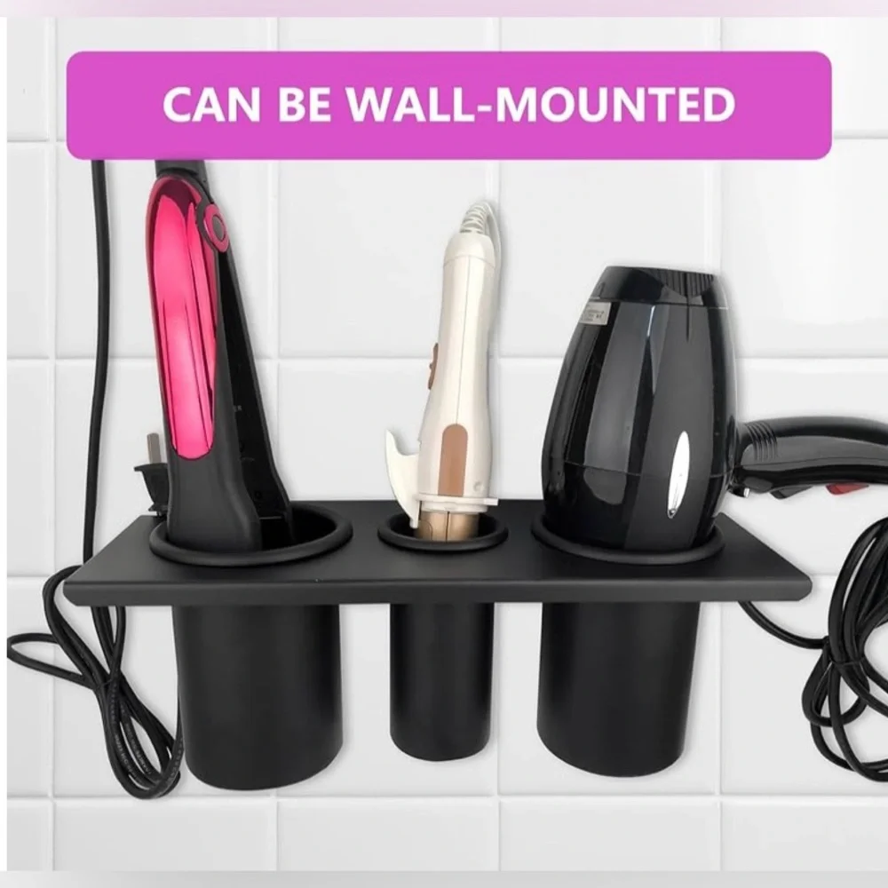 Black Metal Hair Tool Cabinet Wall Mount Holder